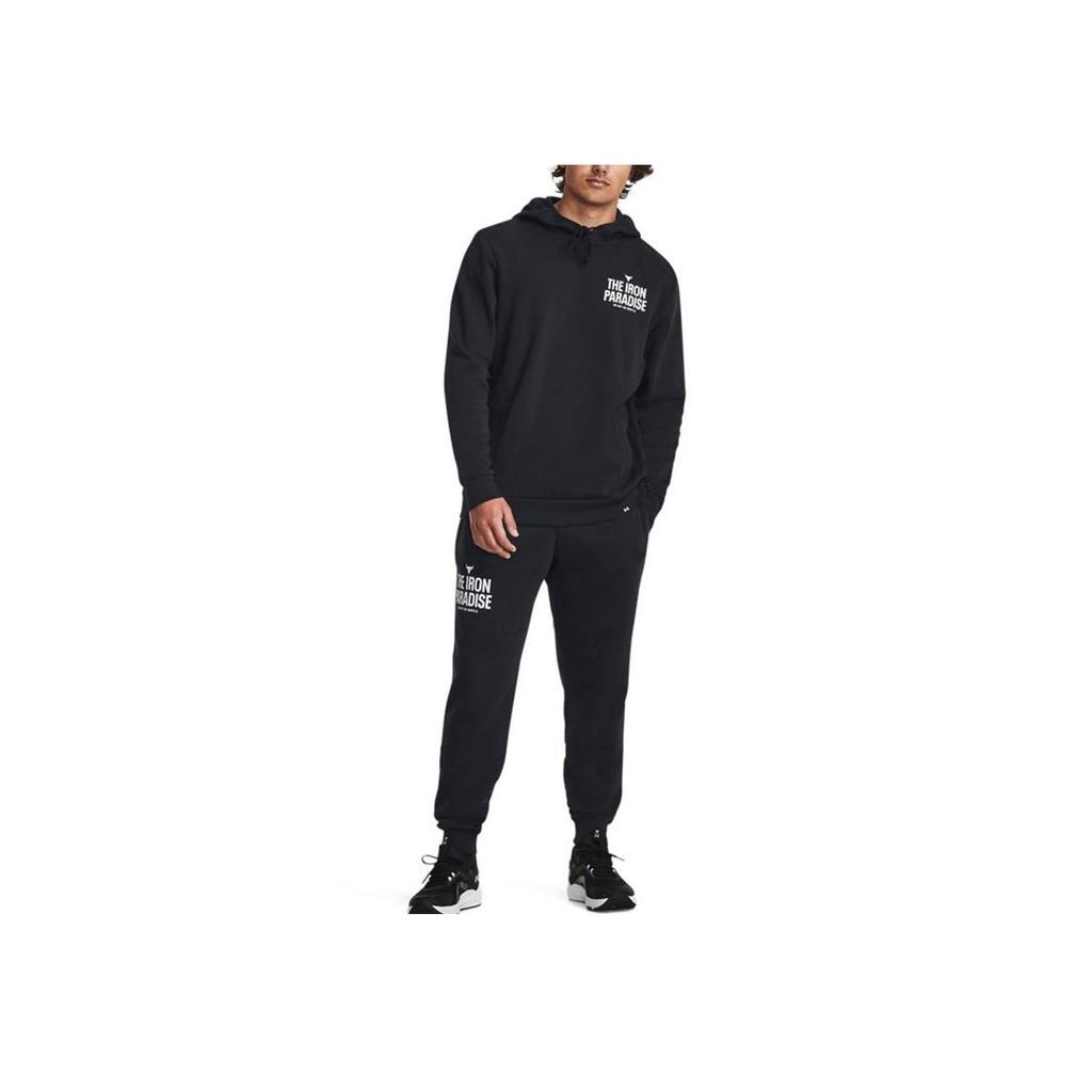 Under Armour Johnson Series Letter Print Fleece Hoodie Men Black 1380107-001