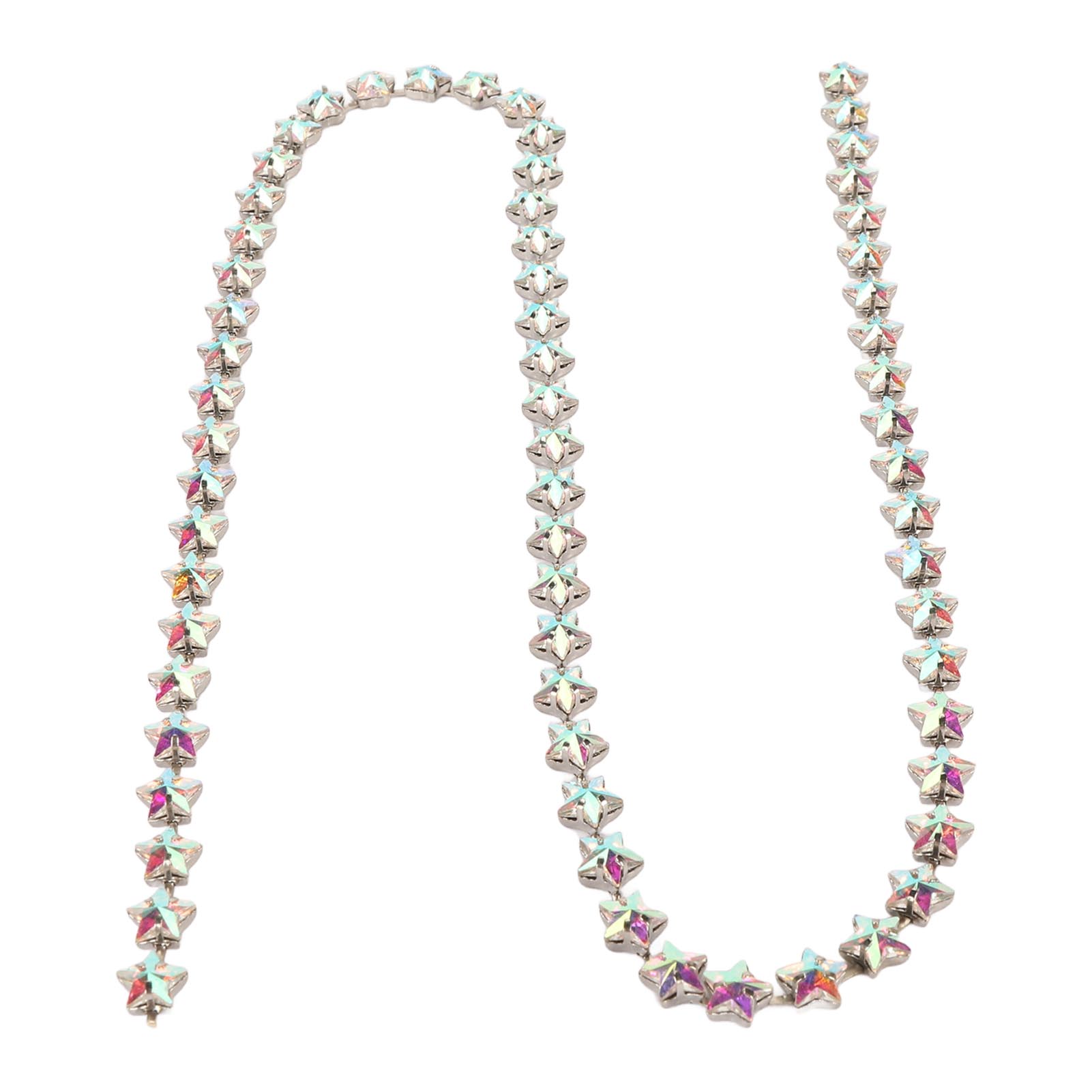 

3.28ft Star Rhinestone Trim Chain DIY Cuttable 0.4in Width Colorfast Crystal Rhinestone Claw Chain for Clothing Crafts