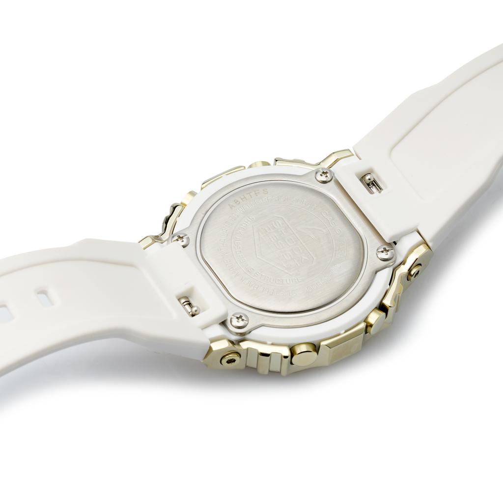 Casio G-Shock Metal Element Retro Square LCD Display Shockproof Waterproof Sports Quartz Watch Resin Strap Women watches White GM-S5600G-7PRD