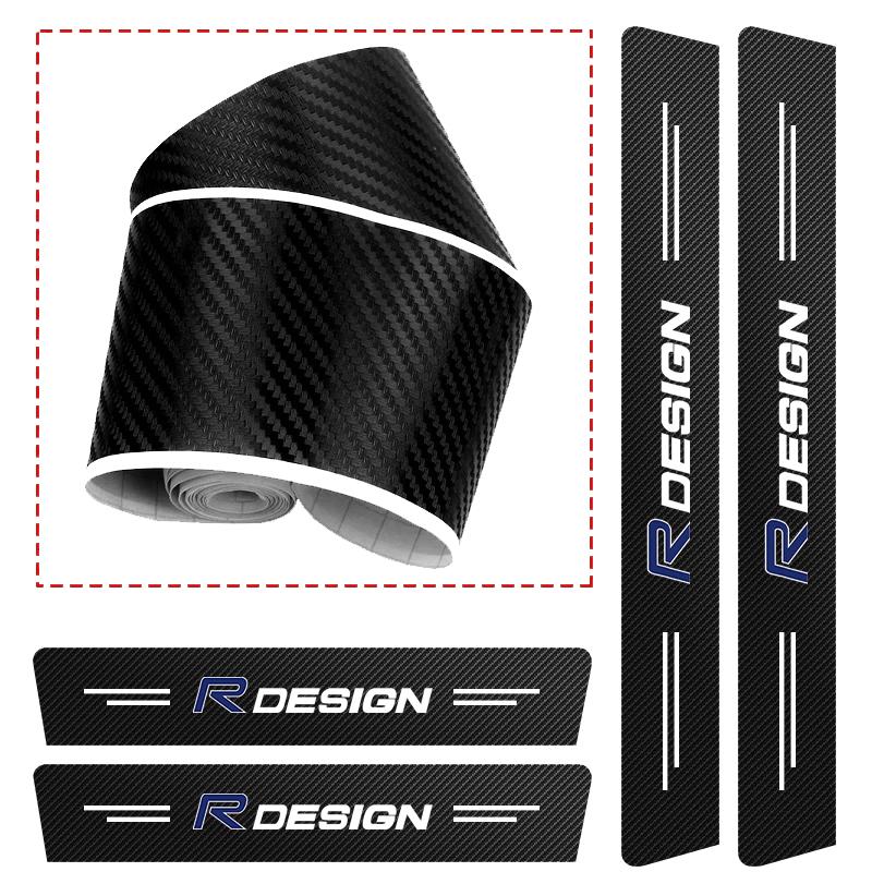 Volvo Car Logo Door Sill Protector Stickers Carbon Fiber Threshold Strip For R Design S80 V70 C30 XC60 S60 XC90 XC40 FH500 V50