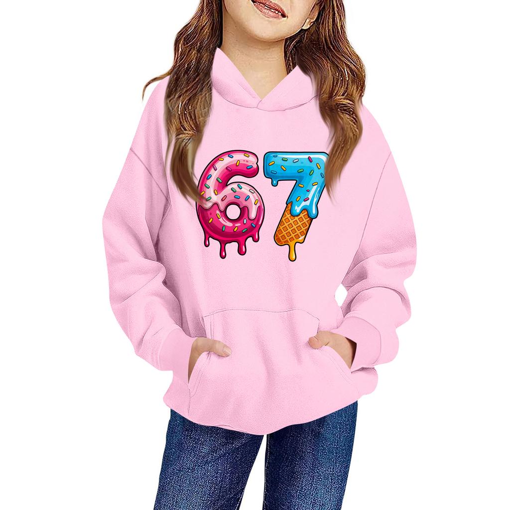 Kinder Langarm Lockerer Pullover Buchstabenaufdruck Kordelzug Kapuzen-Sweatshirt