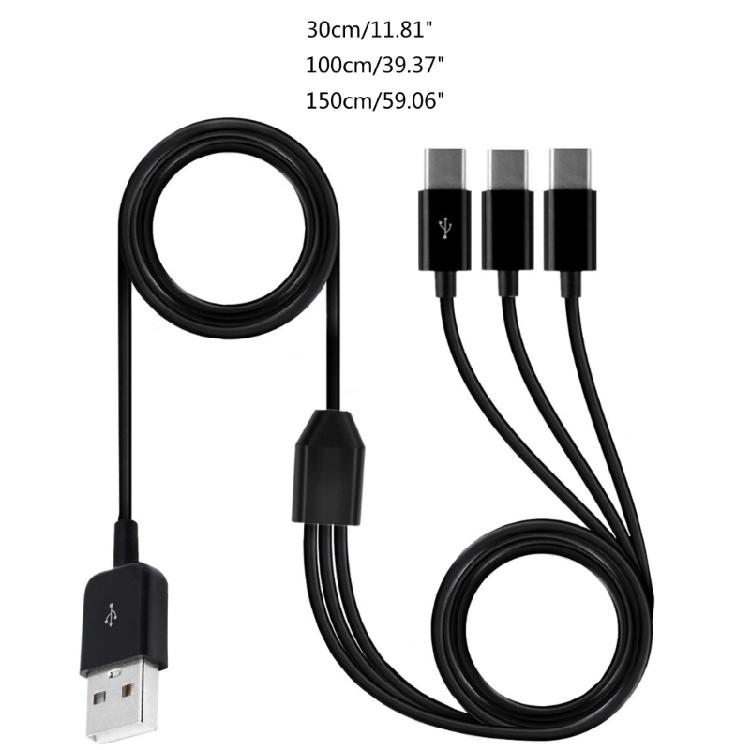 Multi USB C Sync Cable, 3 in 1 Charging Cord with 3 Type-C Male Plug for Mobile