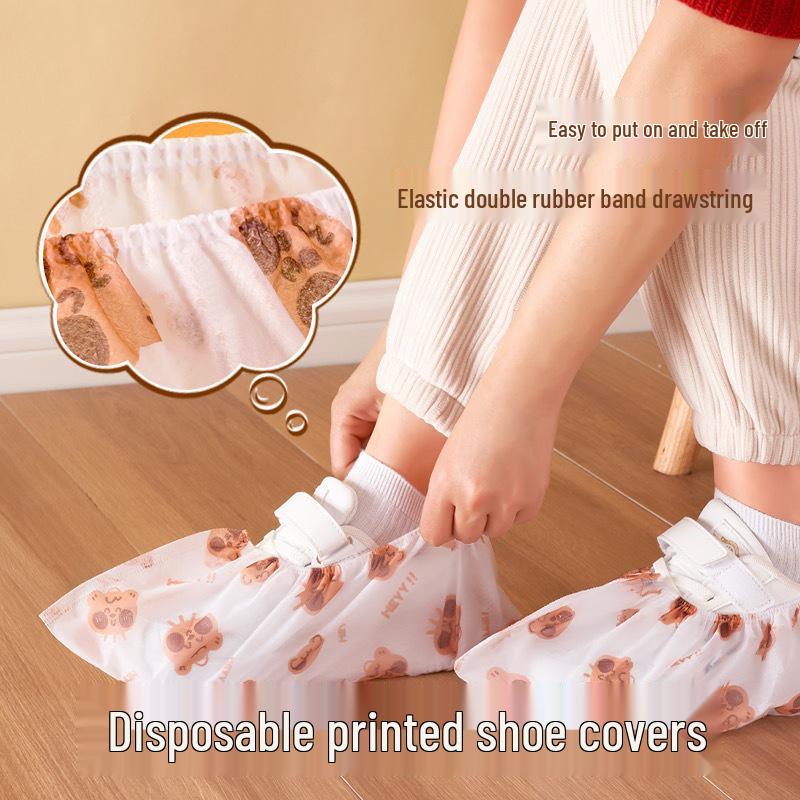 Durable Cartoon Printed Indoor Shoe Covers for Adults & Children