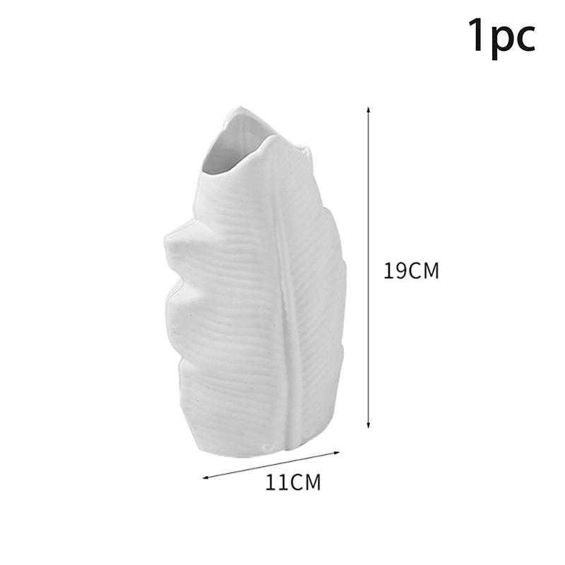 Modern Decorative White Flower Bottle Delicate Anti-fall Minimalist Plastic Vase Handicraft Flowers Container Ornament Office