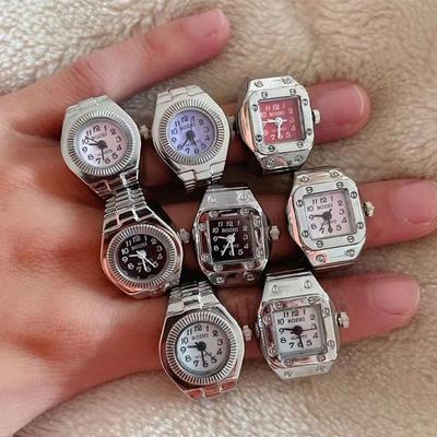 Vintage Punk Fingeruhr Mini Gummiband Legierung Uhren Paar Ringe Schmuck Uhr Retro Roman