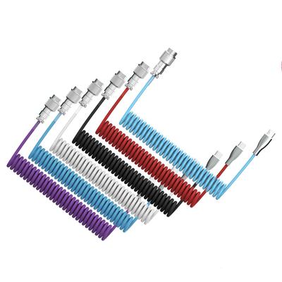 HXSJ USB To Type-C Keyboard Coiled Cable Detachable Mechanical Keyboard Coiled Cable with Metal