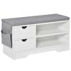 Shoe Cabinet And Bench With Gray Cushion 2 Shelves And 2 Drawers MDF 80.5 X 30.5 X 43.5 Cm Gray And White