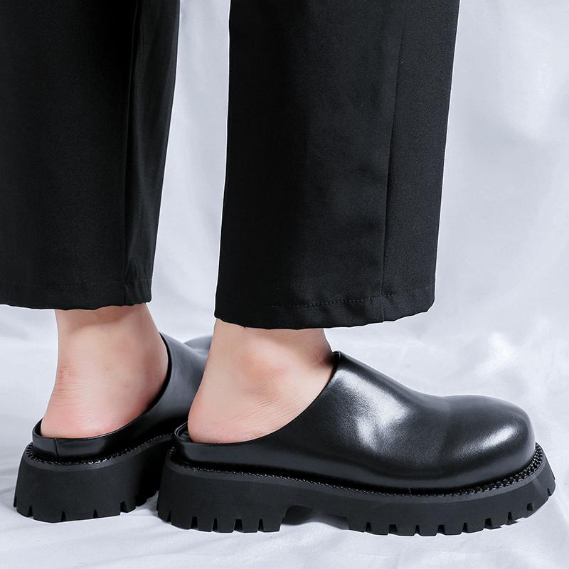 Fashion Thick soled casual men's shoes Fashion and breathable style Leisure Party Black classic versatile shoes Black Street Trends