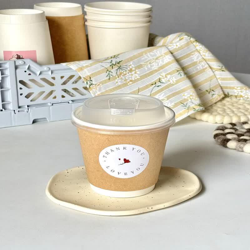 Disposable Double-Layer Kraft Paper Hot Drink Cup with Lid