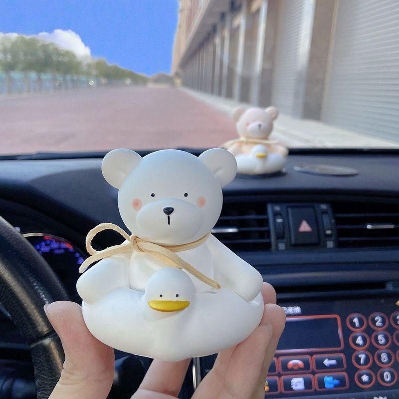 

Ins Car Ornaments Bear Car Interior Decoration Diffuser Stone Light Fragrance High-End Cute Car Decoration Boyfriend New Car Gift White Swimming Ring Bear Floral tone