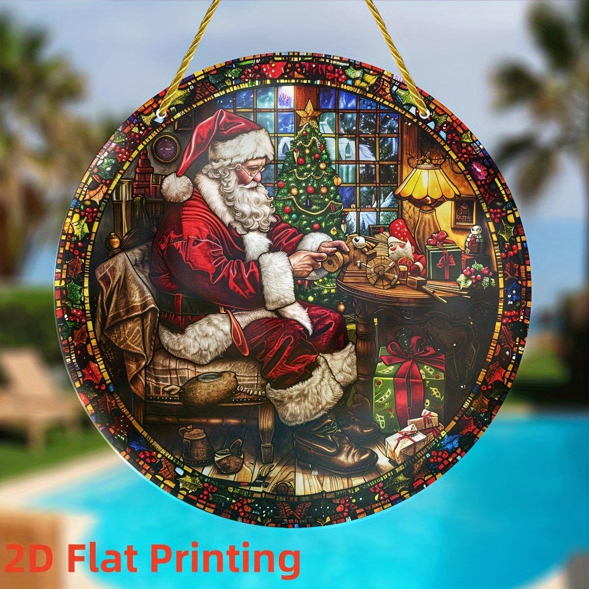 Santa Claus Light Catcher. 8x8 inch acrylic for porch, garden & holiday gifting. чистый