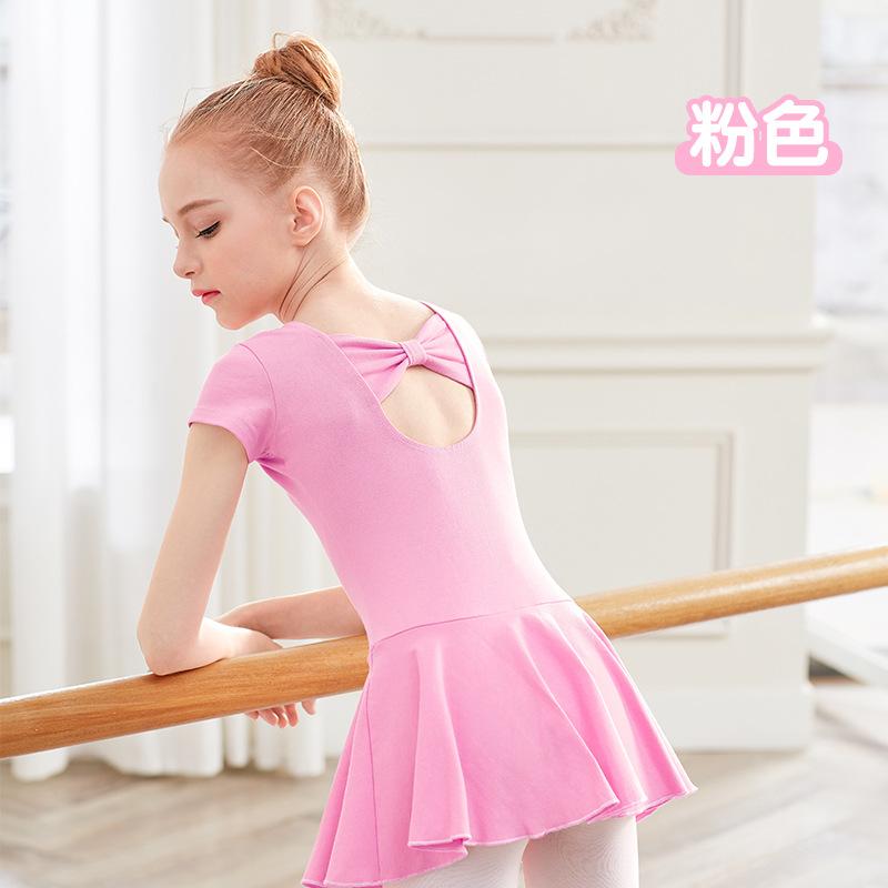 DX-Dance Costume Kids Costume Spring Short Sleeve Girls Bow Ballet Dress Girl