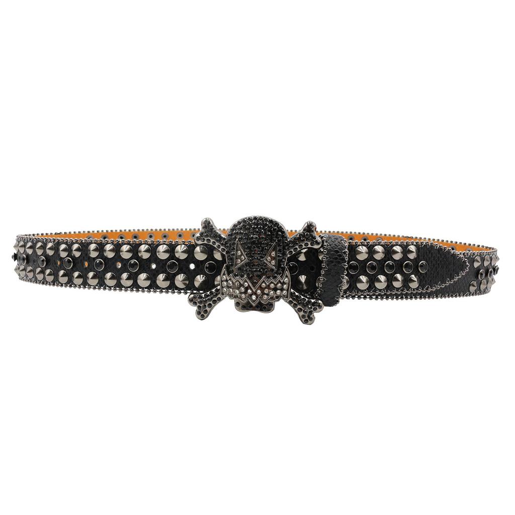European And American Rhinestone Belt Men'S Belt Women'S Inlaid Skull Accessories Personalized Fashion Trend Women'S Pure Handmade Belt