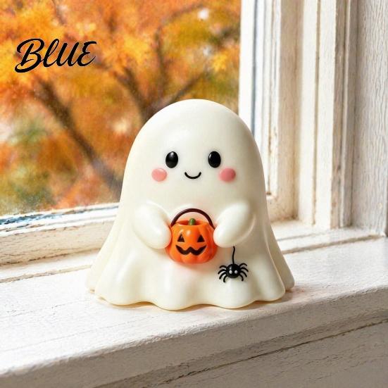 Reading Ghost Decoration Halloween Resin Figurine Creepy Witch Hat Statue Decor Pumpkin Ornament for Holiday Party