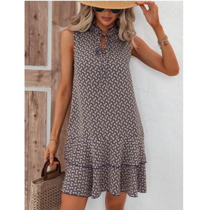 BITCED Damenmode Sommer Frühling ärmellose Freizeitkleider mit V-Ausschnitt