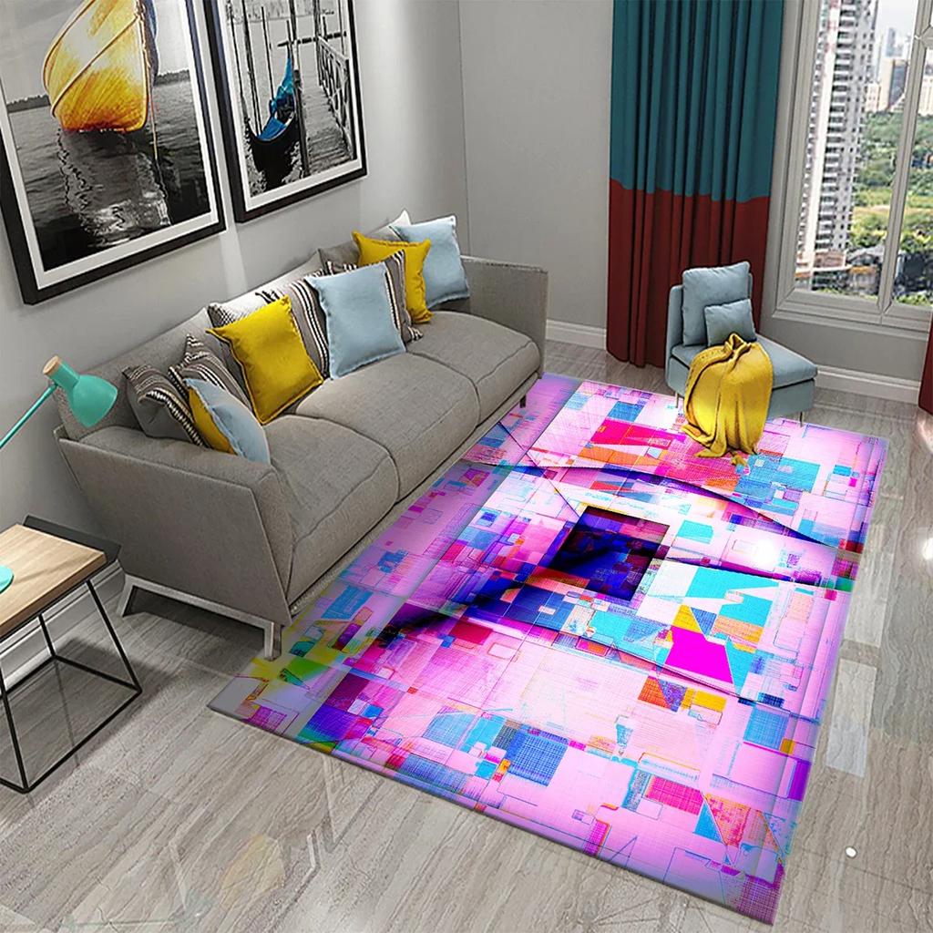 Glänzender Diamant Schwarz Teppich Kreatives Design Teppich für Erwachsene Modern Abstrakt Geometrische Teppiche Schlafzimmer Wohnzimmer Bereich Dekor Fußmatte