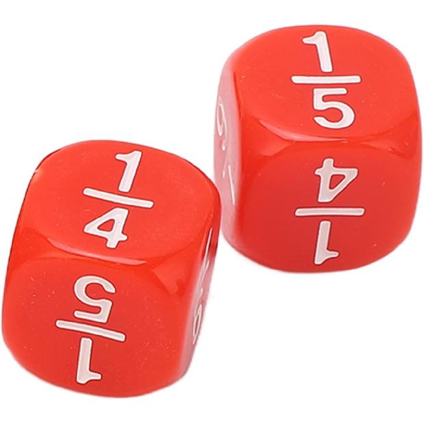 Fraction Dice, 20Pcs Multi Faceted Math Fraction Dices Fraction Dice Class Set Table Game Accessories for Kids Math Practice (Red)