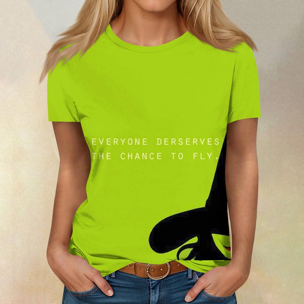 Women's Casual Fashion Cartoon Print Short-Sleeve Top/T-Shirt