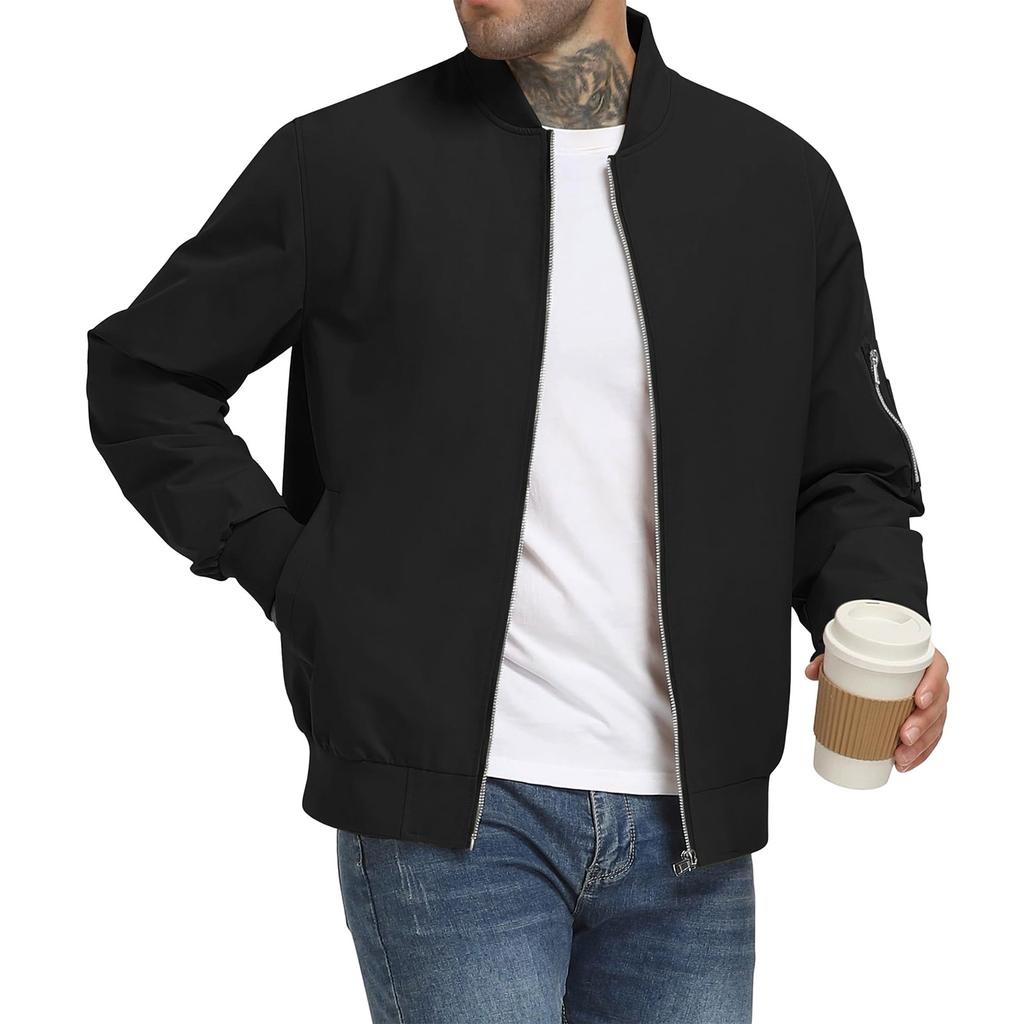 Men's Casual Flight Jacket Zip-Up Baseball Windproof - Outerwear for Spring and Fall