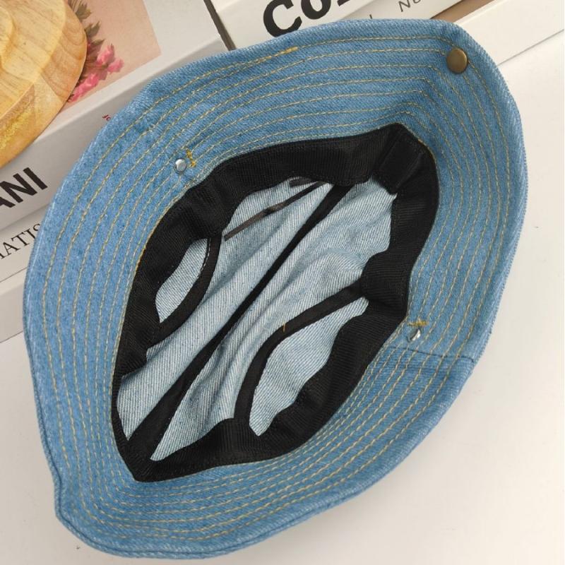 SUSU 1Pcs Retro Jean Sun Hat Women Denim Bucket Hat Casual Short Brim Fisherman Cap For Daily Outdoor