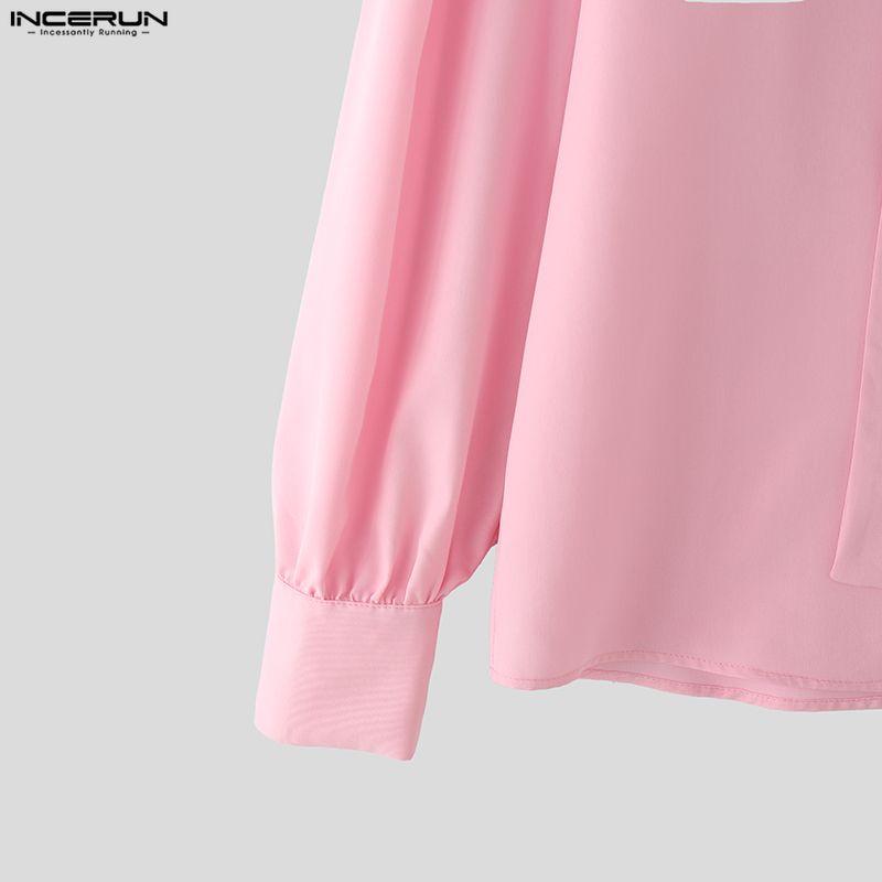 INCERUN Men Lapel Neck Long Sleeve Tie Up Buttons Up Floral Print Casual Shirts