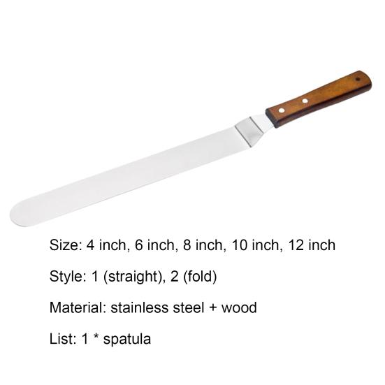 Cake Spatula Baking Wooden Handle Tools Stainless Steel Cupcakes Fondant Scraper for Kitchen