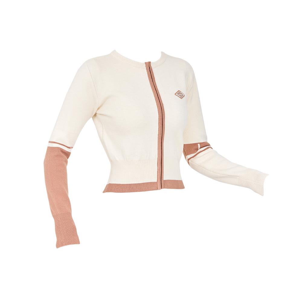 J.JANE Color Line Knit Zip-Up Cardigan (Beige)
