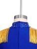 Children‘s Circus Themed Leotard Sparkly Rhinestones Long Sleeve Tassel Shoulder Pads Contrast Color Bodysuit for Stage Performance