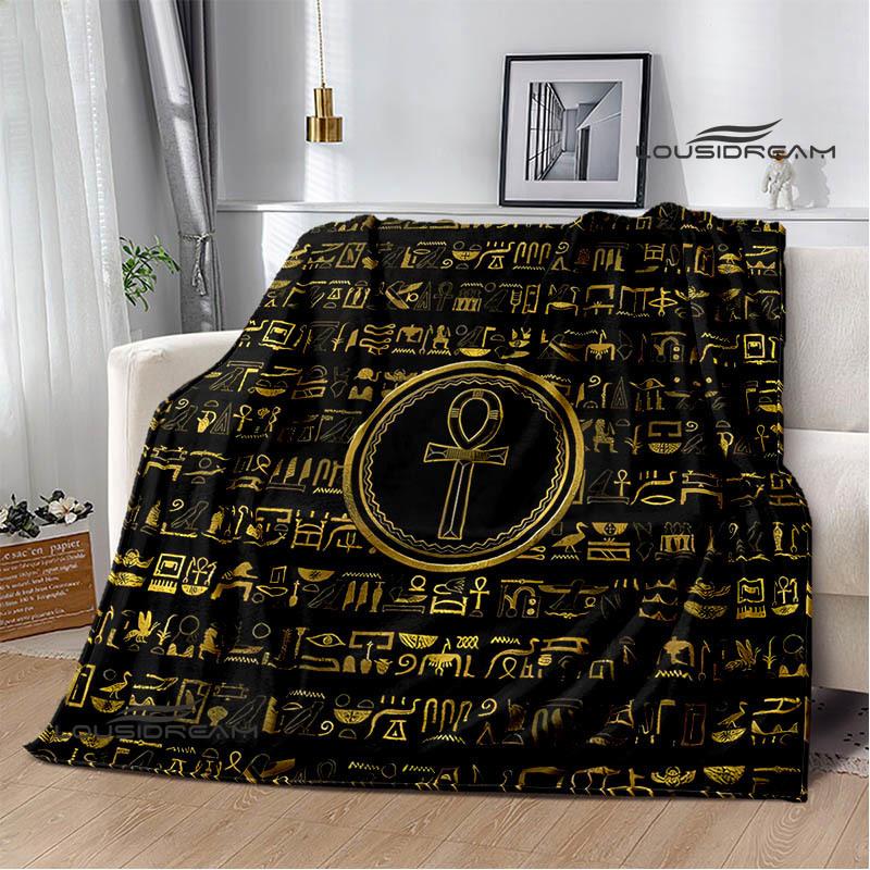 Egyptian pictograph symbol printed blanket Picnic blanket Warm Flannel blankets Home bed linings blankets for beds Birthday Gift