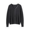 Women's 100% Cashmere Pearl-Embellished V-Neck Cardigan Sweater
