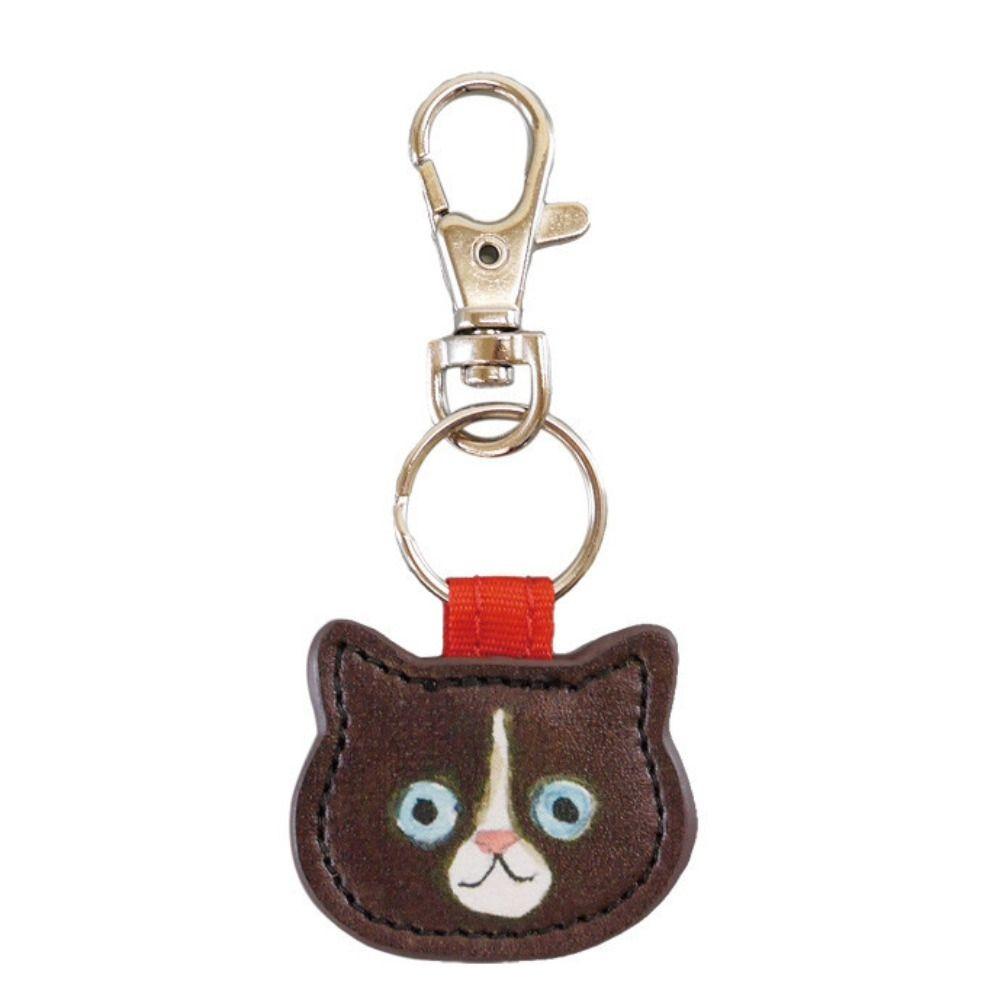 Fashion Cute Leather Cat Keychain Creative Leather Cute Leather Key Ring Cartoon Cute Cat Keychain