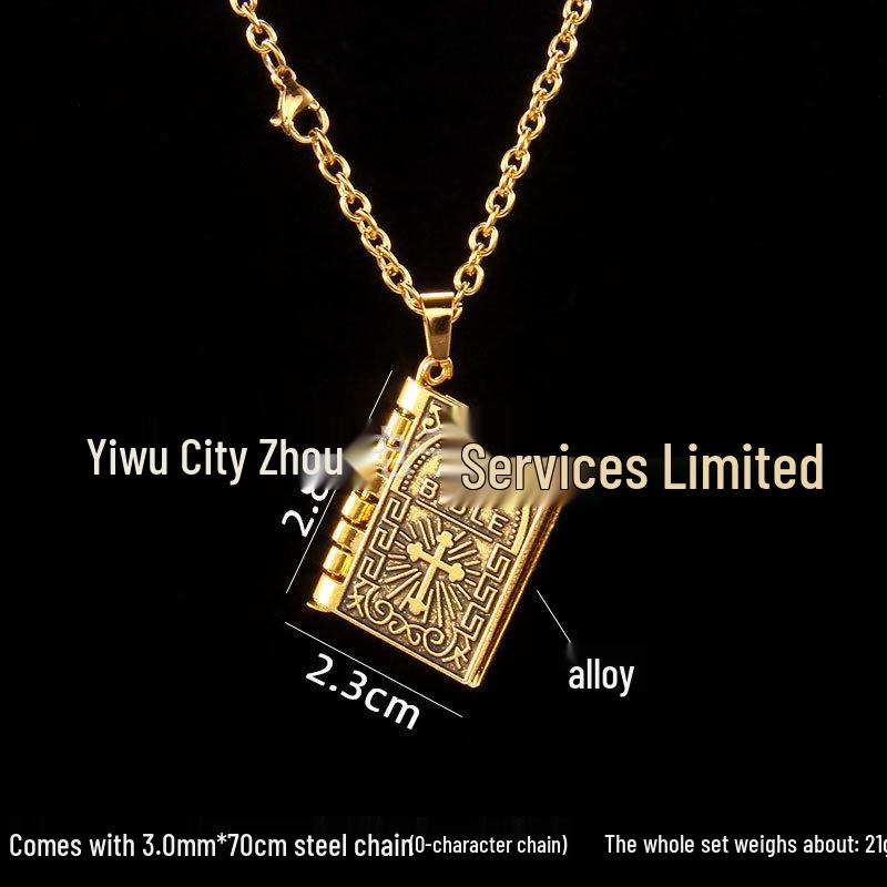

Gold Flip-Page Cross Pendant Necklace - Hip-Hop Trend with Unique European & American Style