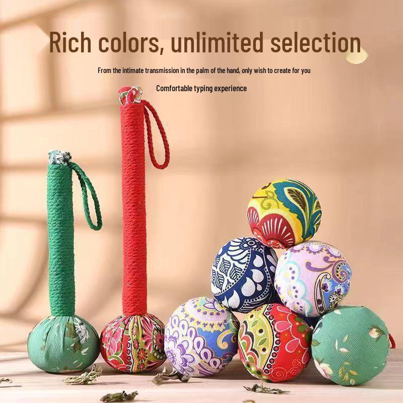 Handmade Cartoon Silk Mugwort Meridian Tapping Massage Hammer with Tassel.