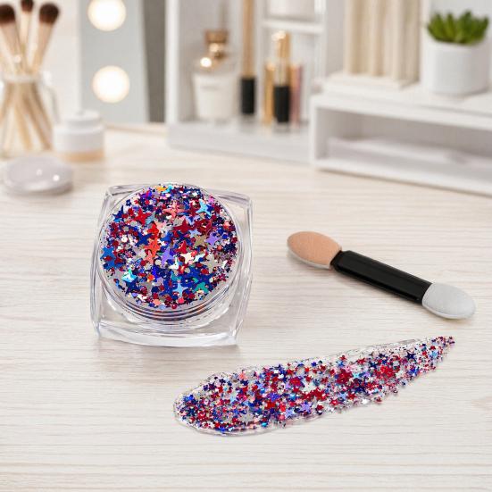 1/6Pcs Independence Day Body Glitter Gel, Patriotic Red White Blue Face Hair Glitter, Waterproof Sparkling Makeup Sequins, 4th of July Accessories