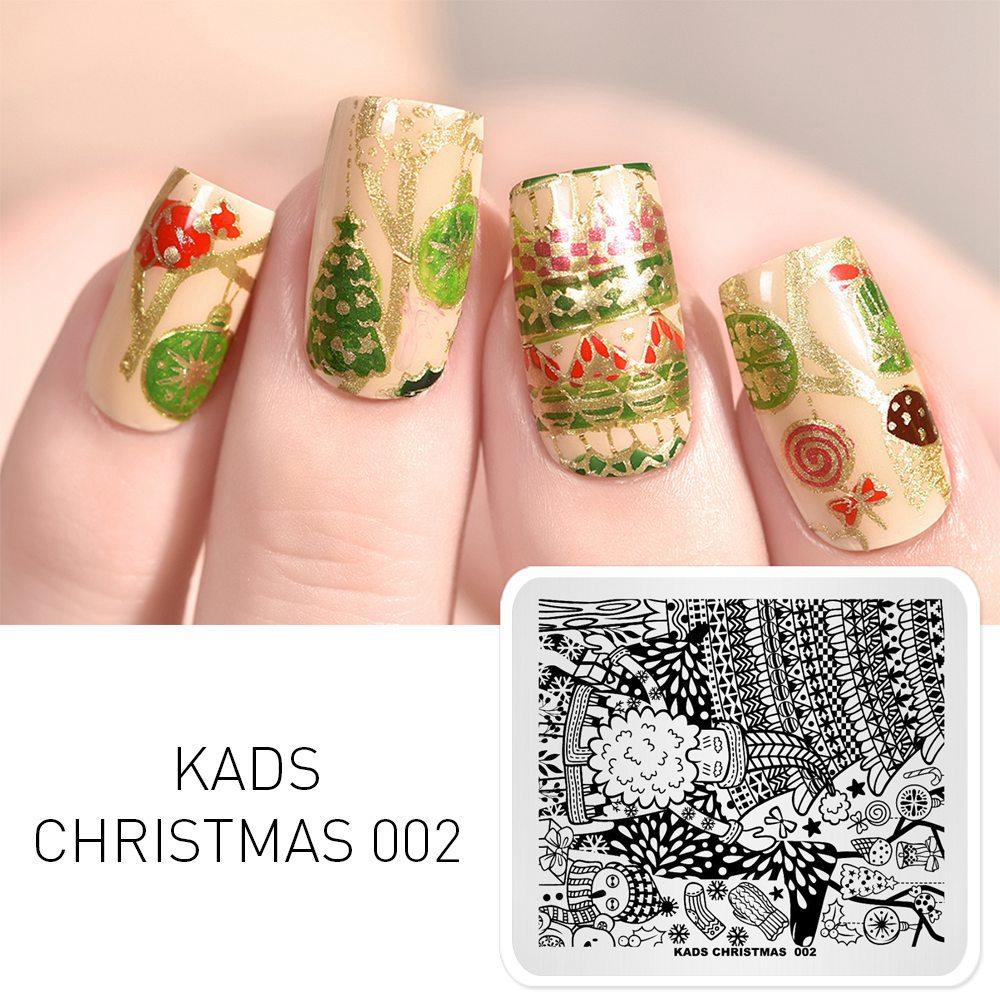 

KADS пластины для штамповки ногтей Рождество 002 Санта-Клаус Снеговик Рождественские носки дизайн дизайн ногтей штамп инструмент для ногтей маникюрная пластина