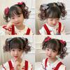 2pcs Cute Baby Wig Hairpin Kids Headwear Red Bowknot Hairclip Children's Bow Wig  New Year Festive