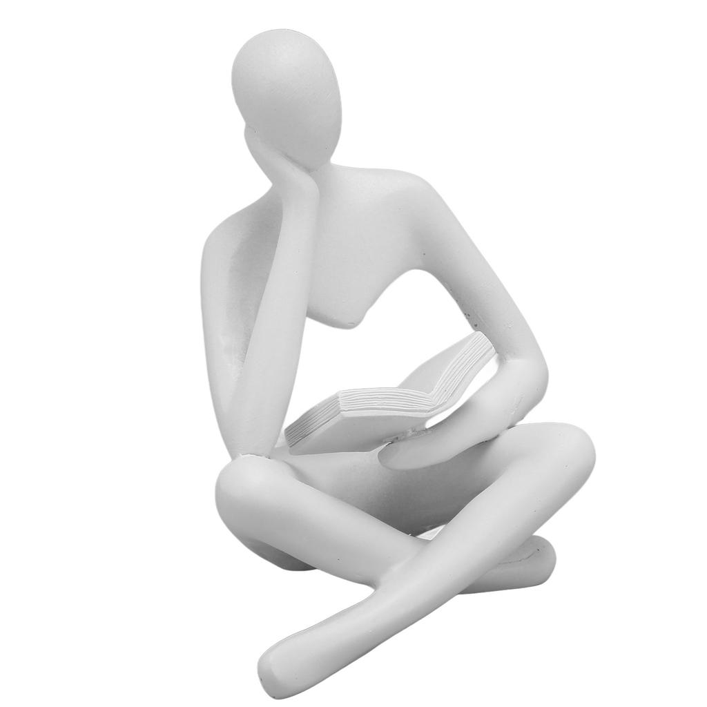 Denker Lesestatue Harz Sitzende Figur Abstrakte Kunst Ornament für Wohnzimmer Schrank