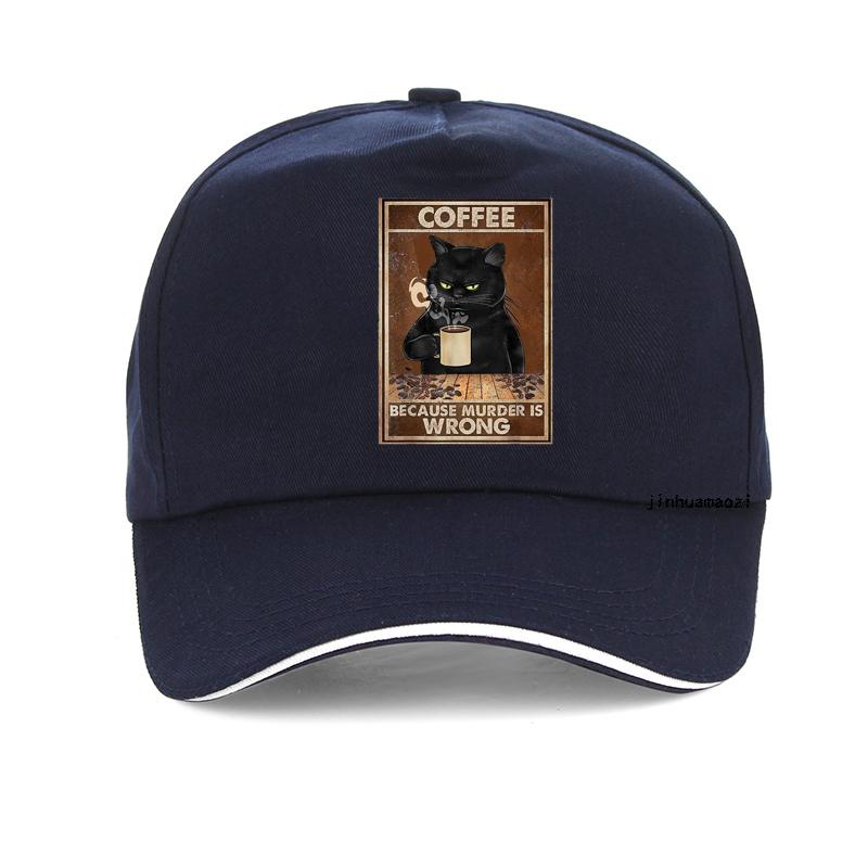Kaffee, weil Mord falsch ist, schwarze Katze trinkt Kaffee, lustige Baseballkappe, Unisex, verstellbar, Sommer-Visier, Hip-Hop-Snapback-Mütze