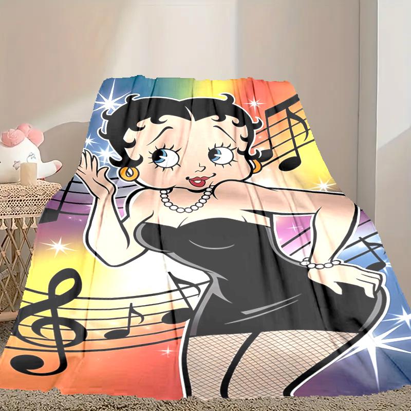 1pc Comfortable Home Print Throw Blanket, Betty Boop Blanket For Bed and Sofa Use, Special Present For Family