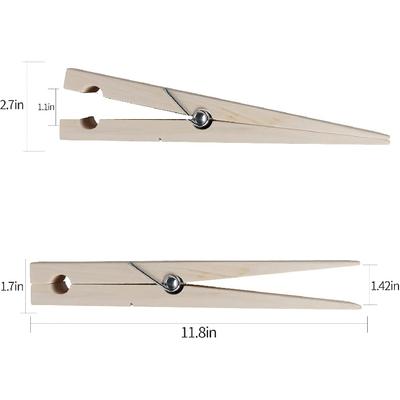 2 Wooden Clothespins, 12-Inch Giant Clothespin Towel Rack, Wooden Natural Giant Clothespins for DIY Crafts, Wedding and Bathroom Decoration (Log)