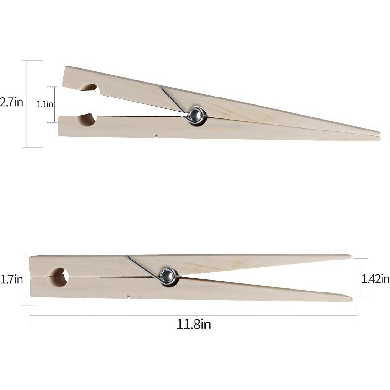 2 Wooden Clothespins, 12-Inch Giant Clothespin Towel Rack, Wooden Natural Giant Clothespins for DIY Crafts, Wedding and Bathroom Decoration (Log)