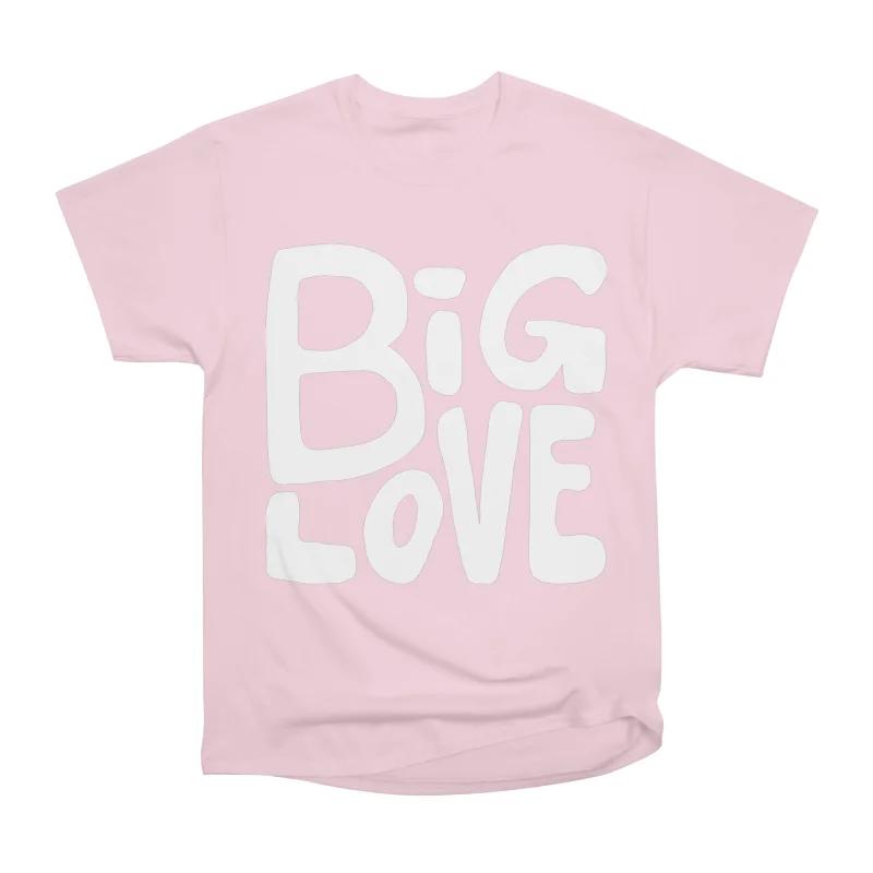 

Men Casual Shirts Short Sleeves BIG LOVE WHITE Pink Tees Oversized T-shirts S розовый
