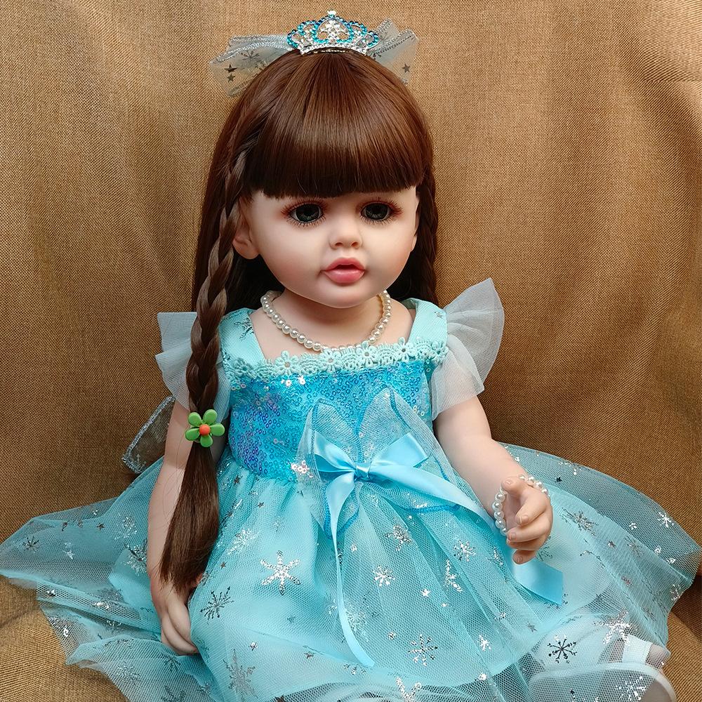 55cm Full Vinyl Body Simulation Reborn Dolls Betty Pretty Princess Girl Baby Doll with Long Hair Brown Gold Color Optional Cute Rebirth Dolls for Kids