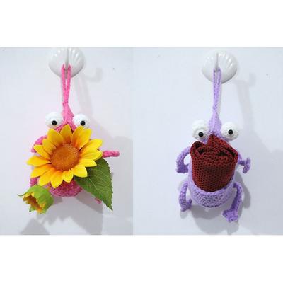Hand-made 2 Eyes Cartoon Storage Bag Cute Creative Hand Woven Key Case Big Mouth Crochet Decorations Small Stuff Organizer Door