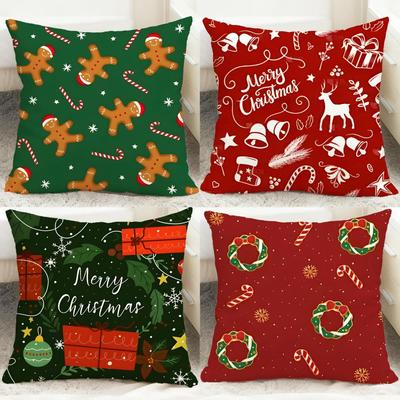 MERRY Christmas Cushion Cover Comfortable Reversible Pillow Cover Ideal for Car Sofa Bedroom & Beyond