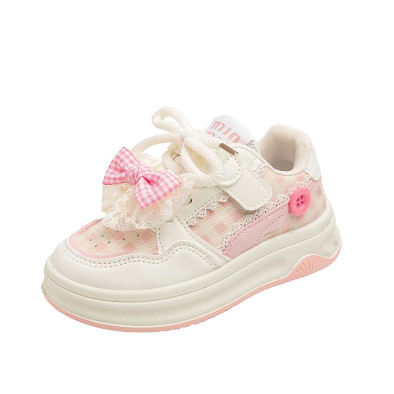 

Клетчатые кроссовки для девочек 2025 весна и осень новая детская модная обувь на доске с бантом для детей среднего и старшего возраста повседневная обувь для девочек 32-37 yards, 6 pairs in one hand розовый