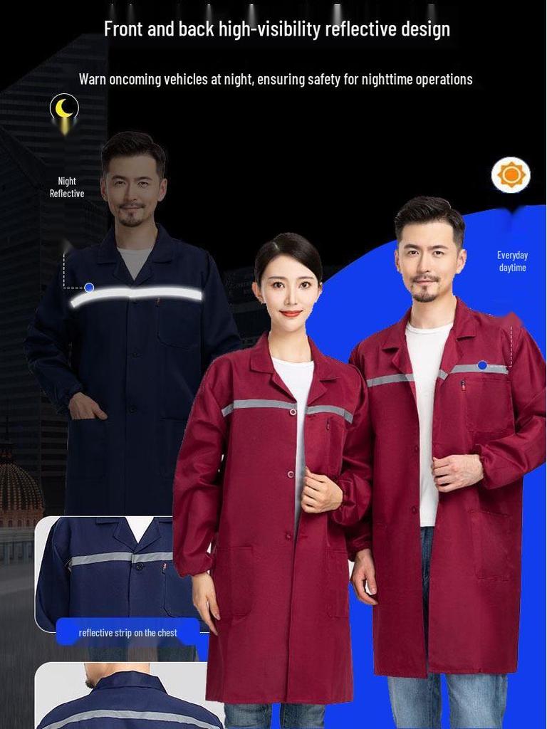 Modrá reflexní pruhovaná halena: Pracovní oděv odolný proti opotřebení s dlouhým rukávem a potiskem loga na zakázku