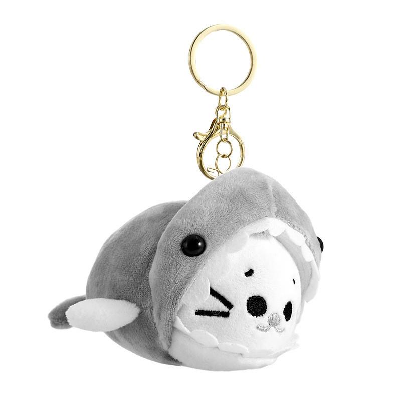 Cute Seal Plush Keychain In Whale Costume Soft Car Key Holder Accessory