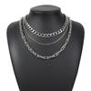 Trendy punk hip-hop style layered necklace - bold and edgy metal chunky chain