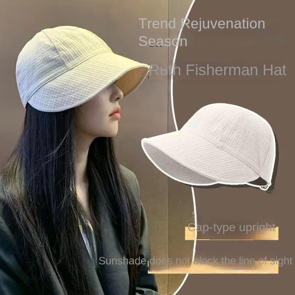 Waffle Sun Hat Foldable Peaked Cap Casual Fisherman Cap Summer